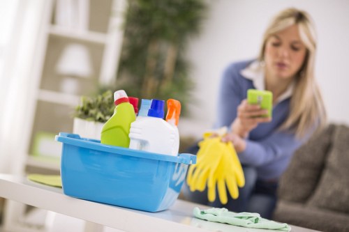 Residents separating recycling materials according to local borough waste rules